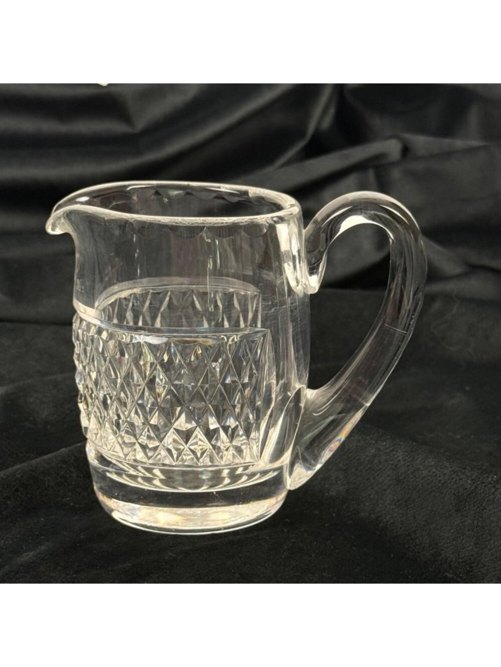Vintage Waterford Crystal Creamer Diamond Crosshatch Pattern 4"